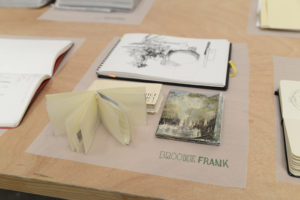 Flip Out: Artists' Sketchbooks, installation view, Brooke Frank, photo by Voltagge